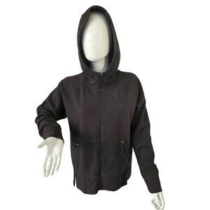 DSG Black Full Zip Hoodie Sweatshirt Womens Sz M Zip Pockets Cotton Blend